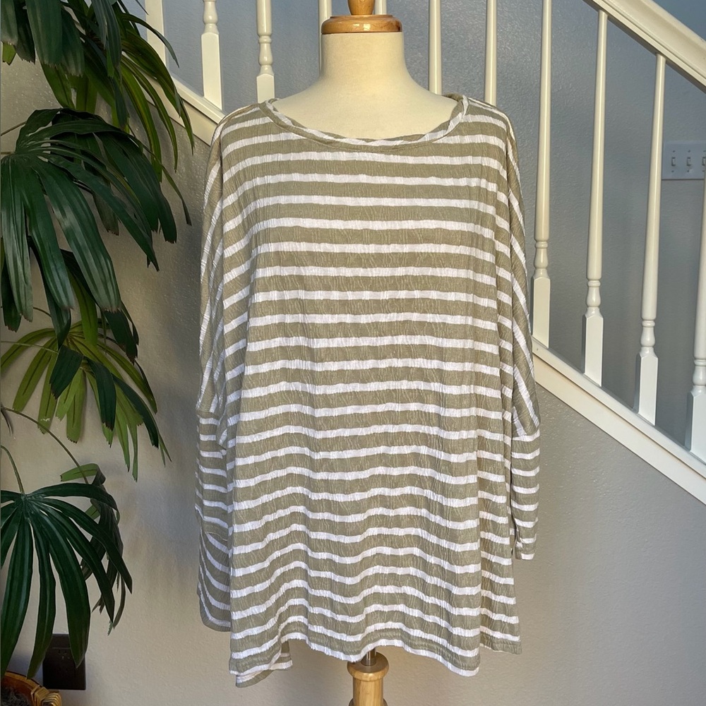 Striped Green and White Women's Top